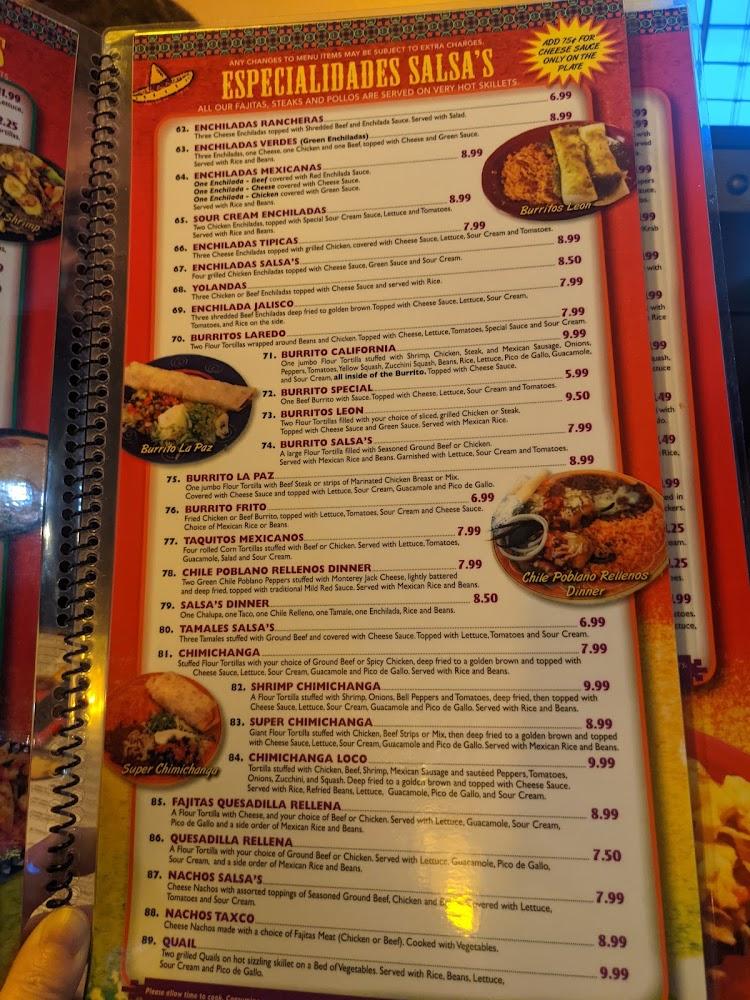 Salsa's Mexican Restaurant Menu image 1